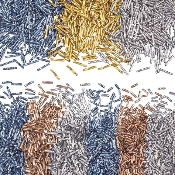 PH 2000pcs Twisted Bugle Beads Metallic Bugle Beads 6/9/12mm Glass Long Tube Seed Bead Craft Beads Loose Spacer Beads for Jewelry Crafts Making Gray/ Camel/ Black (SEED-PH0001-65-US2) Multi-color DIY
