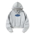 thumbnail image 3 of Sudadera con capucha corta para mujer, jersey con cordón, sudadera con capucha, Top corto para correr, XL, 3 of 8