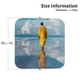 thumbnail image 2 of KLL Drink Coasters Set Square of 4,PU Leather Absorbent Coasters Set Decorative Coffee Cup Coasters Housewarming Gift for Home Decor-Monk Walking On Water, 2 of 5