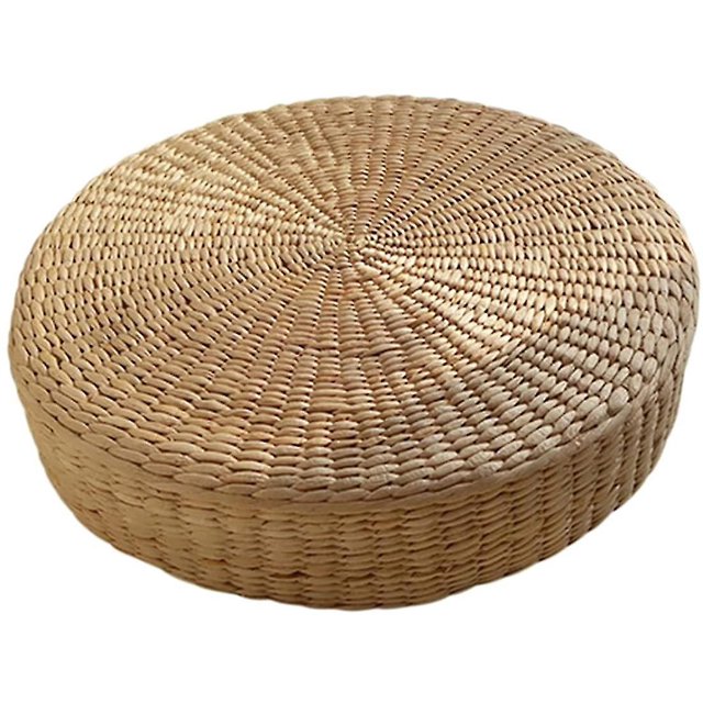 Cojín de tatami de 40cm, cojín redondo de paja, trenza hecha a mano, cojín de suelo para yoga, alfombrilla de asiento Afortunado Sencillez