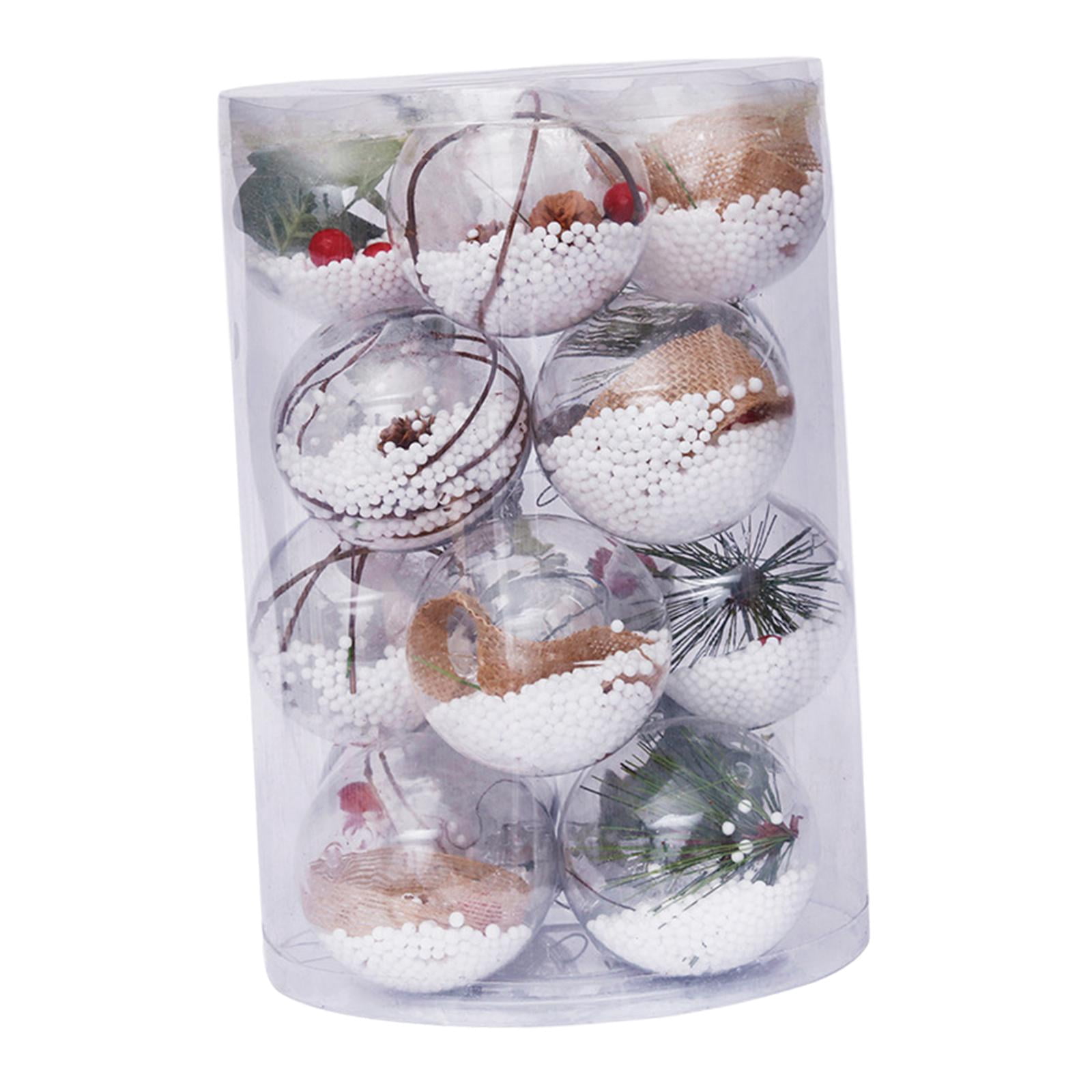 HILABEE 16Pcs Christmas Ball Balls with Hanging Loop Transparent DIY Tree Crafts Christmas Tree Ornaments for Festive Party Festivals