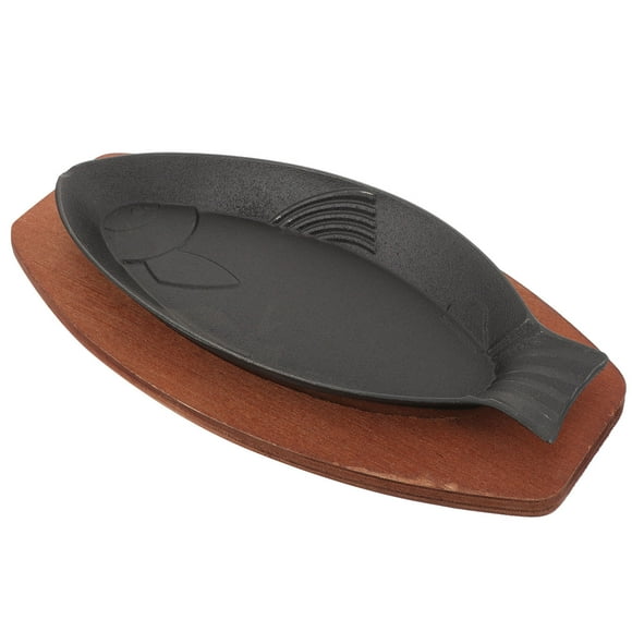 SHOWERORO Fish Fry Pan Black Iron Wear Resistant Suitable for Fish Cooking Pan 1 Set