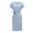 thumbnail image 3 of UVN Summer Dresses for Women Striped T Shirt Dress Casual Midi Dress Short Sleeve Sundress with Pockets, 3 of 7