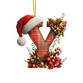 thumbnail image 1 of Christmas Tree Ornaments 2D Acrylic Monogram Pendants With Santa Hat 26 Letters Hanging Decorations For DIY Crafts And Home Decor, 1 of 1