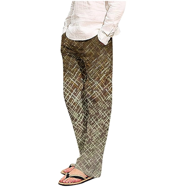 Puntoco Pantalones casuales largos para hombre Pantalones de pijama a cuadros holgados con estampado de cuadros casuales a la moda para hombre Pantalones largos