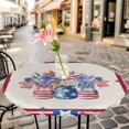 thumbnail image 4 of Independence Day Fitted Tablecloth with Elastic Edged, Round Table Cloth for Dining Table, Red Blue Flowers Patriotic Star Stripes Waterproof Oil Proof Table Cover for Indoor Outdoor 55"-60", 4 of 8