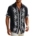 thumbnail image 4 of OIOLOYJM Western Shirts for Men Short Sleeve Embroidered Floral Cowboy Shirts Casual Work Button Down Regular Fit Blouses Black L, 4 of 4
