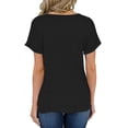 thumbnail image 2 of Htwon Summer Tops Women Causal Basic Plain T Shirt V Neck Short Sleeve Stretch Tee, 2 of 23
