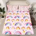 thumbnail image 2 of Manfei Watercolor Rainbow Child Bed Sheets, Cartoon Stars Print King Sheets, Chic Artwork Sheet Set, Lightweight Room Decor, 4pcs, 2 of 7