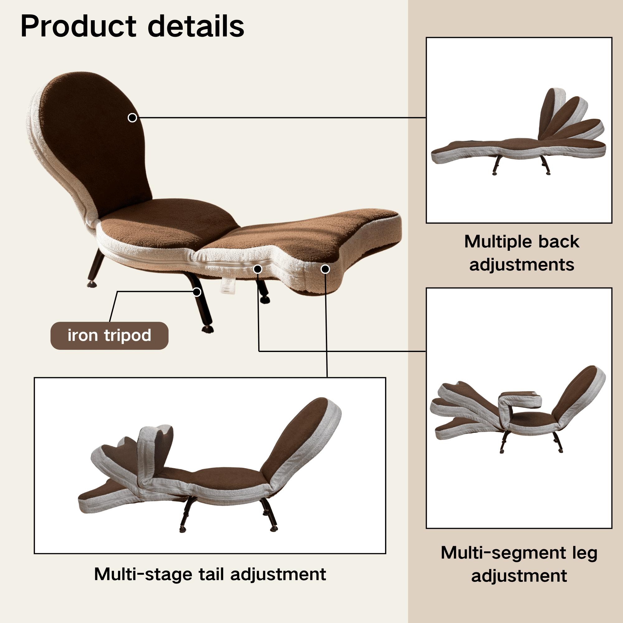 Multi-Functional Foldable Lazy Sofa Chair, Made Of Teddy Velvet Fabric, Multi-Purpose, Suitable For Both Indoor And Outdoor Use, Easy To Carry And Move, Comfortable Seating