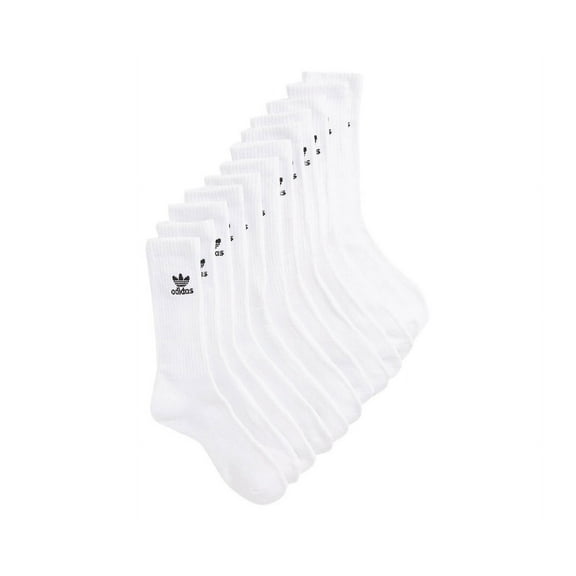 Adidas Trefoil Crew 6 Pairs Unisex Socks Size 6-12, Color: White