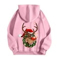 thumbnail image 4 of Fiaer Christmas Hoodie for Women Oversized Reindeer Graphic Xmas Hooded Jackets Full Zip up Drawstring Sweatshirts Long Sleeve Loose Fit Trendy Pocket Tops Pink L, 4 of 5