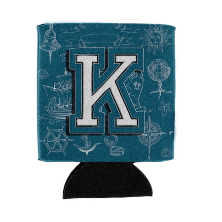 Letter K Sea Doodles Initial Alphabet Can or Bottle Hugger