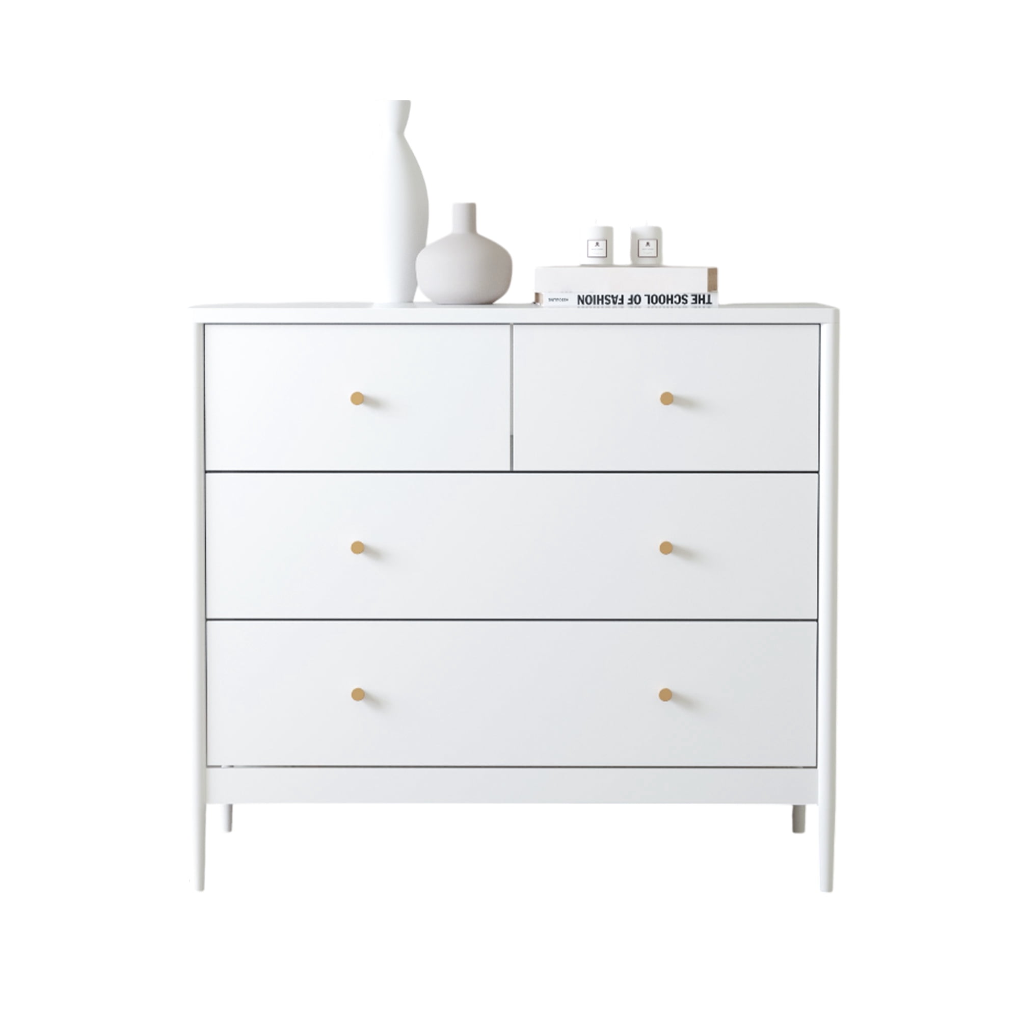 Aukfa 4 Drawer Dresser for Bedroom, Wooden Chest of Drawers Storage Cabinet,White