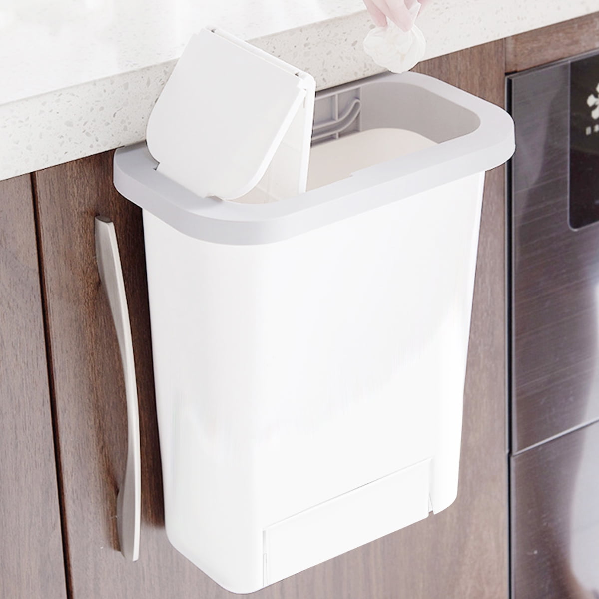 1.35 gal Hanging Trash Can Kitchen Cabinet Door Lid Wall ...