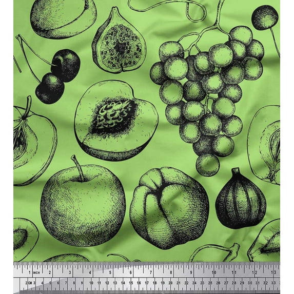 Soimoi Cotton Voile Fabric Mix Fruits Printed Craft Fabric by the Yard 56 Inch Wide