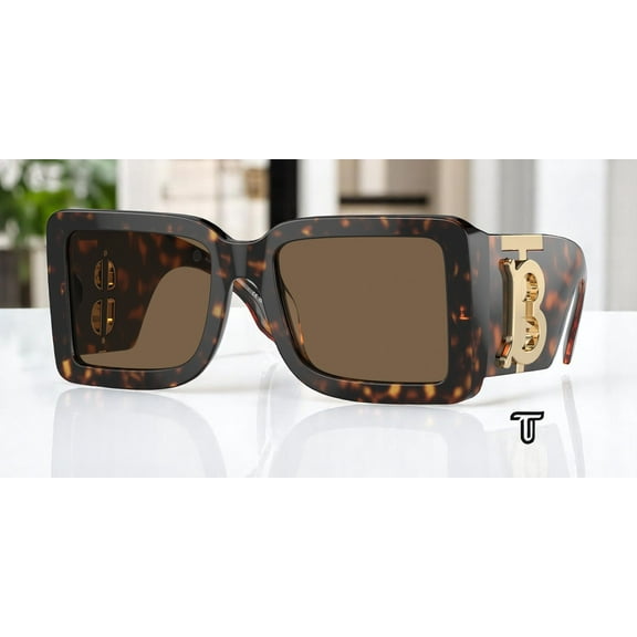 Burberry Men's Bold Square Frame Brown Acetate Sunglasses Brown
