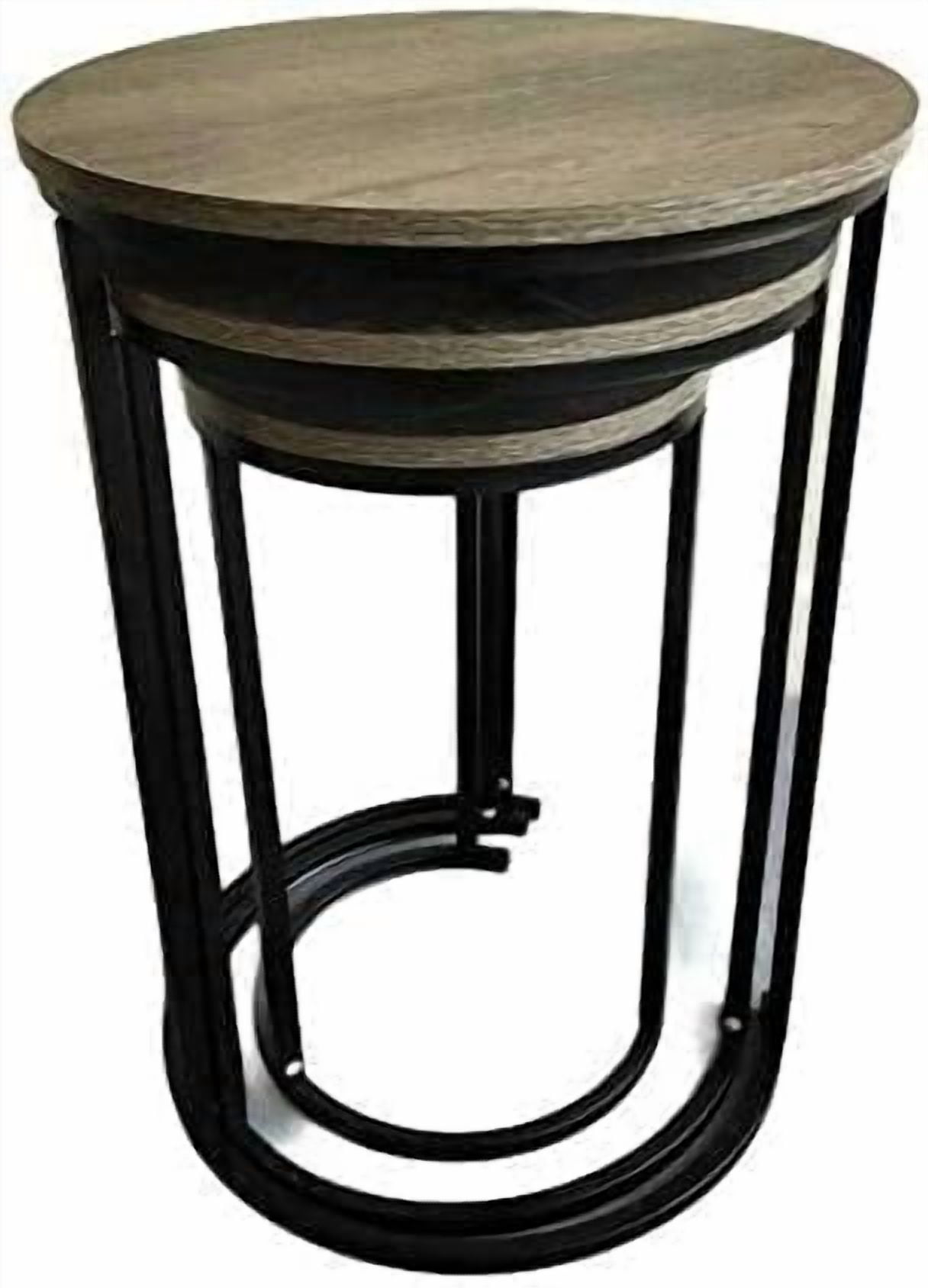 HYGRAD BUILT TO SURVIVE Set of 3 Round Wooden/Steel Nesting Side Stacking Sofa Side Coffee Tables, Small Space Coffee Tea Table for Hallway Living Room Bedroom, Home, Office