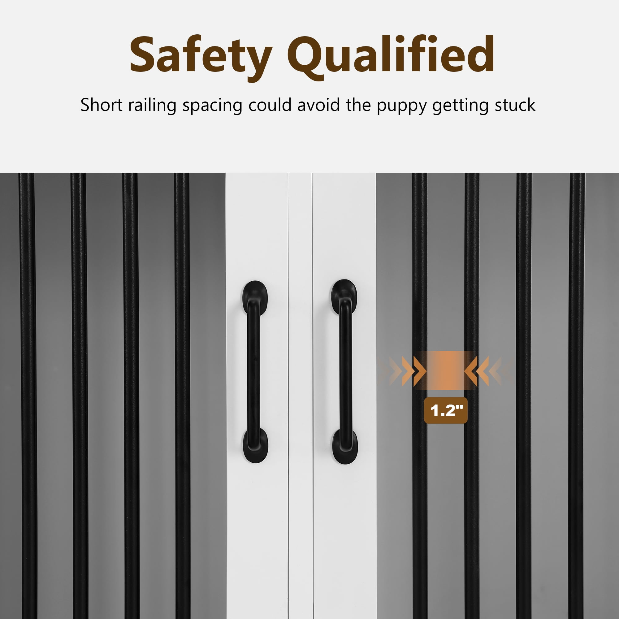 MCombo 55.5" L x32.4"H Large Wooden Dog Crate Furniture with Drawers, Lockable Doors, Removable Dividers
