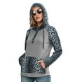 thumbnail image 4 of Pompotops Women's Leopard Stitched Button Hooded Large Pocket Long Sleeve Sweatshirts, 4 of 8