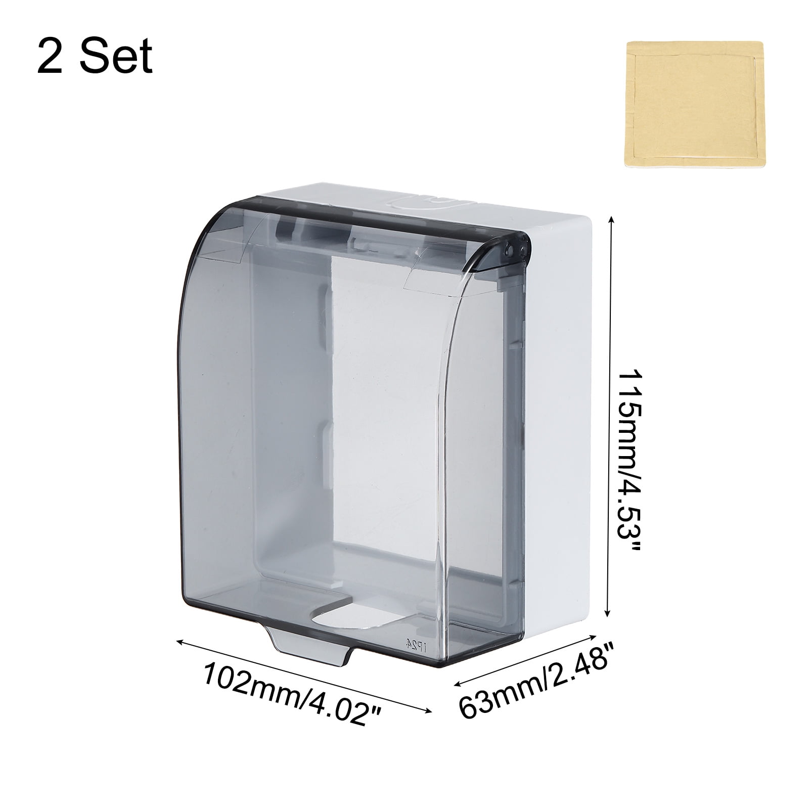 Uxcell 2Pcs Waterproof Electrical Outlet Cover 86-Type Protector Universal 1-Gang Wall Socket Protector Receptacle Cover for Bathrooms Outdoor Plug, Transparent Black 4.53 x 4.02 x 2.48in