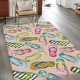 thumbnail image 2 of Kitchen Mats for Floor 3x5 Ft, Summer Slippers Non Slip Area Rugs for Kitchen Bedroom Entryway, Watercolor Flip Flops Ocean Beach Light Brown Washable Carpet Runner Rug Floor Mats for Bedroom, 2 of 8