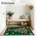 thumbnail image 3 of ODIKA 5'x7' Machine Washable Non-Slip Area Rug, Festive Evergreen Mosaic with Ornaments and Snowflake Accents High Traffic Rug, Green, 744226, 3 of 7