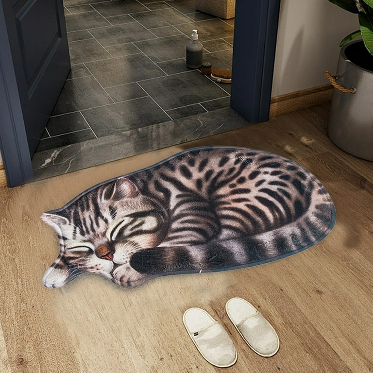 Cute Sleeping Cat Shaped Area Rug - 16 X 30 Inch, Microfiber Absorbent Mat For Bedroom, Kitchen, Or Kids Room 4 thumbnail image