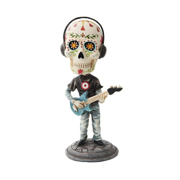 7 Inch Day of theDead Bobblehead Electric Bass Player Figurine