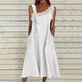 thumbnail image 2 of Vestido de Verano Casual sin Mangas Gradual de las Mujeres Vestido Largo con Cuello en V, Vestido de Vacaciones de Poliéster Suave, 2 of 9