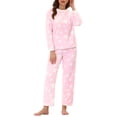 thumbnail image 2 of INSPIRE CHIC Women's Heart Star Tops with Pants Warm Flannel Plush Fleece Pajamas Set XL Pink, 2 of 4