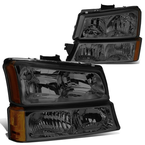 DNA Motoring For 03-06 Chevy Silverado 1500-3500 Avalanche Headlight Bumper Lamps Smoked Pair