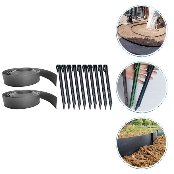 1 Set Landscape Edging Coil Kit with Spikes Plastic Garden Border
