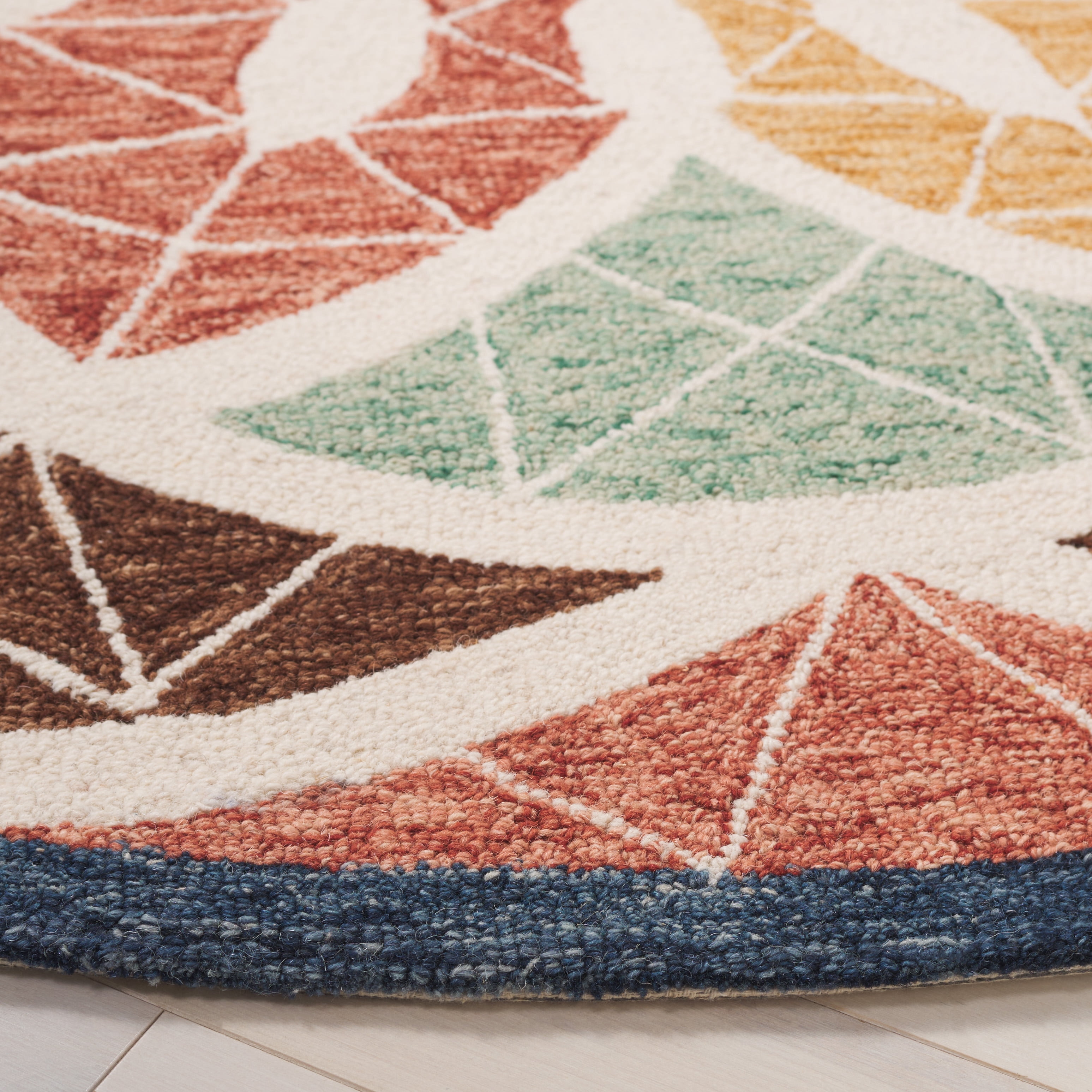 SAFAVIEH Novelty Malanie Floral Area Rug, Blue/Orange, 6' x 6' Round