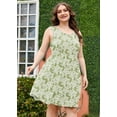 thumbnail image 2 of SHOWMALL Robe d'Été Grande Taille pour Femmes Roses Vertes 4X Décontractée Sans Manches Col Rond Fluide Plissée Soleil Plage Bohème Élégante Babydoll avec Poches, 2 of 7