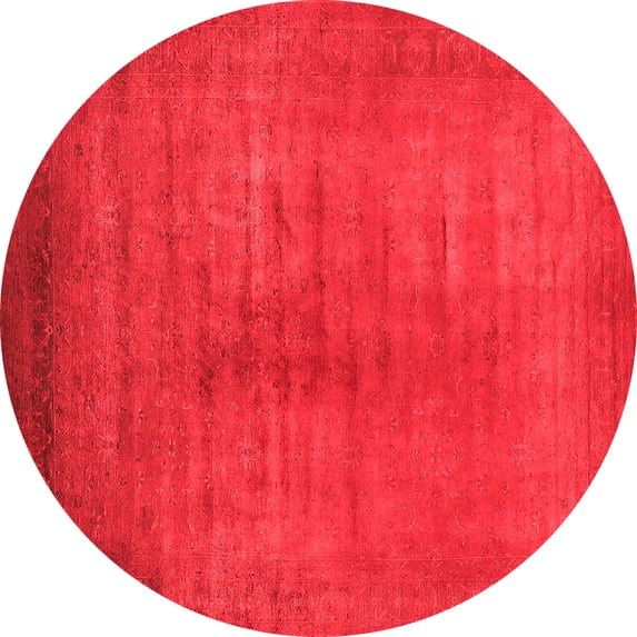 Ahgly Company Indoor Round Oriental Red Industrial Area Rugs, 7' Round