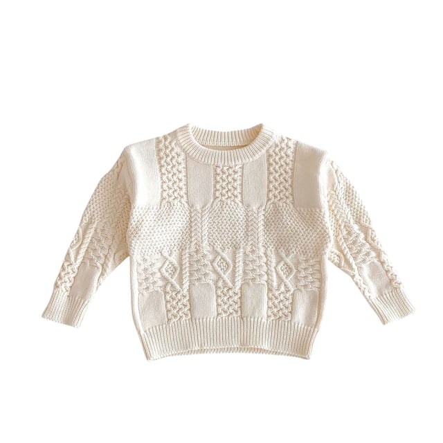 YUTK 2T Vêtements d'Été pour Garçons en Solde, Hauts à Manches Longues pour Enfants Hommes et Femmes, Col Rond, Beige
