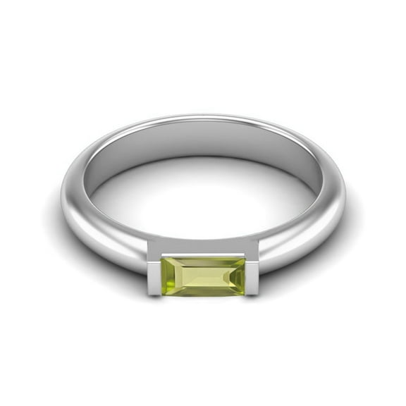 0.50 Ctw Baguette Peridot 925 Sterling Silver Solitaire Stackable Valentines Day Gifts Ring