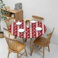 thumbnail image 4 of Candy Cane Round Fitted Tablecloth Merry Christmas Happy New Year Red Tablecloth Waterproof Oilcloth Table Cover for 40"-44", 4 of 4
