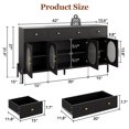 thumbnail image 2 of Litake 62" Large Sideboard Buffet Cabinet with Storage and 3 Drawers, Buffet Table Coffee Bar Storage Cabinet with 4 Glass Doors for Dining Room, Living Room, Kitchen, Black/White/Oak, 2 of 7