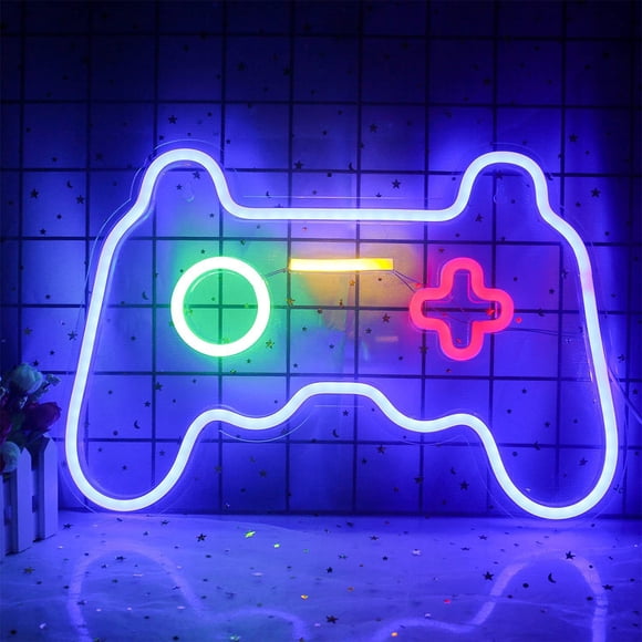 Rzvnmko Letrero de Neón de Juego Forma de Gamepad Letrero de Pared LED Protección IP42 Letrero Iluminado Decoración para Fiesta Boda Recámara Sala de Estar