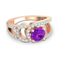 thumbnail image 3 of 2.50 Carat Round Shape Amethyst & Aquamarine Gemstone Classic Ring for Birthday Gift 14K Rose Gold Size 9.5 by Diamond-Capitals, 3 of 8