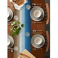 thumbnail image 5 of Ombre Blue Brown Wood Table Runners 120 Inches Long, Cotton Linen Fabric Table Runner Dresser Scarf, Gradient Country Rustic Grain Tablerunner for Party/Kitchen/Dinner/Wedding Decor 13''x120'', 5 of 7