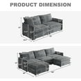 thumbnail image 2 of Bonuoke Modular Sectional Sofa Set, 5-Seat Corduroy Sectional Couch for Living Room with Reversible Ottoman, 109" 3-Seat Sofa + 75" Loveseat, Gray, 2 of 7