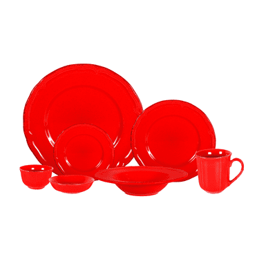 Homevss Stoneware Dinnerware Sets French Countryside Red 56-Pieces Service for 8
