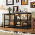 thumbnail image 6 of WIAWG Storage Cabinet with 3-Color LED Lights, Glass Shelves & 4 Compartments, Sideboard Buffet for Living Room Dining Room, Black, 6 of 8