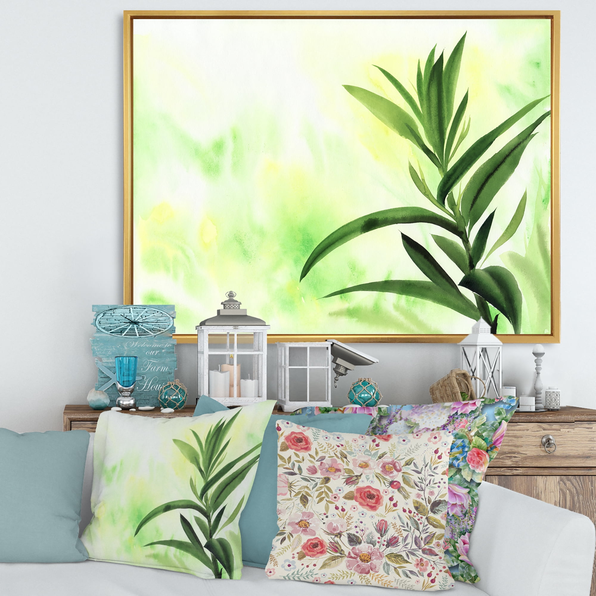 Designart 'Bamboo Palm Detail I' Traditional Framed Canvas Wall Art Print