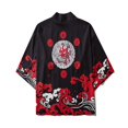 thumbnail image 3 of ZQUUVOU Men's Japanese Kimono Cardigan Jacket Gentleman Casual Seven Sleeve Open Front Coat Lightweight Novelty Printed Cloak Outwear Black, 3 of 3