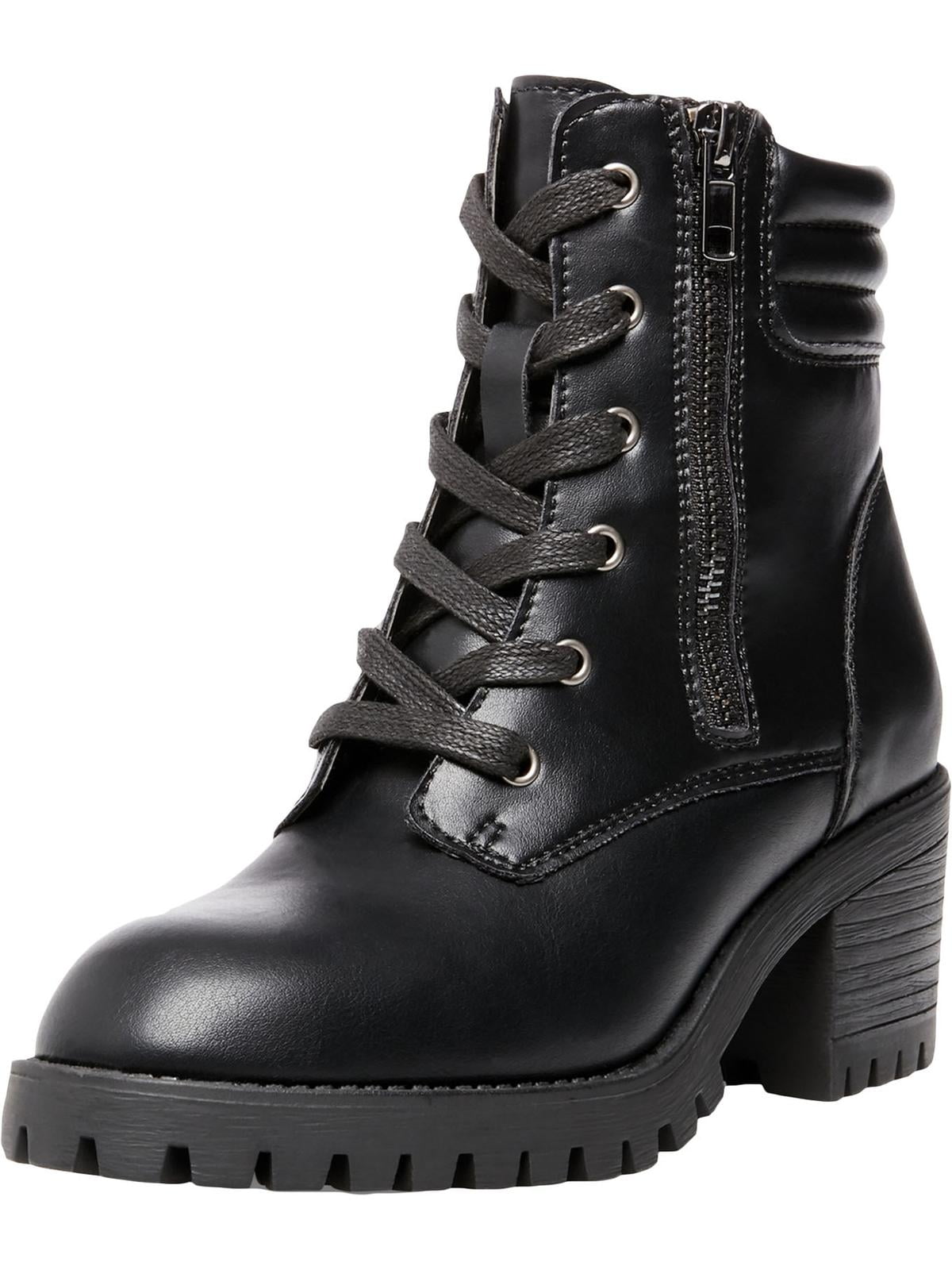 Madden Girl Womens Hush Faux Leather Ankle Combat Boots Black 7.5