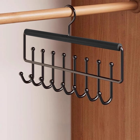 Rustic-proof Metal 8-hooks Clothes Hanger, Multifunctional Vest Underwear Suspenders Storage Hanger, Space Saving Closet Organizer, Brown